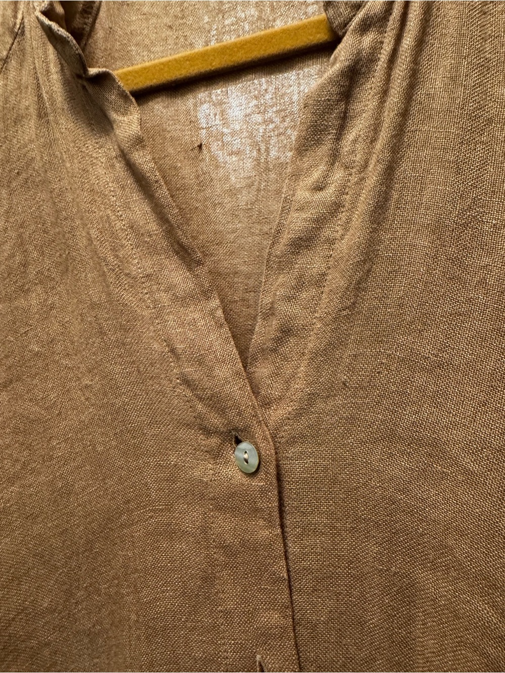 ZARA Tan 100% Linen Midi Shirt Dress - Picture 8 of 12